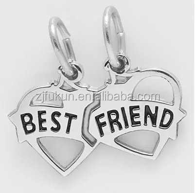 Amuletos de corazón para mejores amigas, símbolo de amistad, dos corazones rotos, Logo personalizado