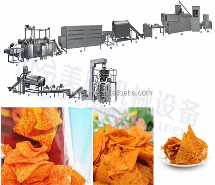 Dorito cips yapma ekipmanları Tortilla mısır cipsi işleme hattı cips ekstrüzyon makineleri