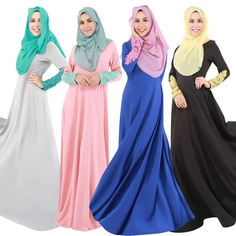 2018 новейшая повседневная одежда в турецком исламском стиле, дизайнерское длинное платье-абайя, однотонное платье в мусульманском стиле с длинным рукавом, макси, стандартное шифоновое Плиссированное