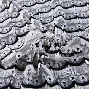 HA-12484B Good Service Fancy Soft <strong>Mesh</strong> with All Over 3d Hand Embroidery Net Fabric