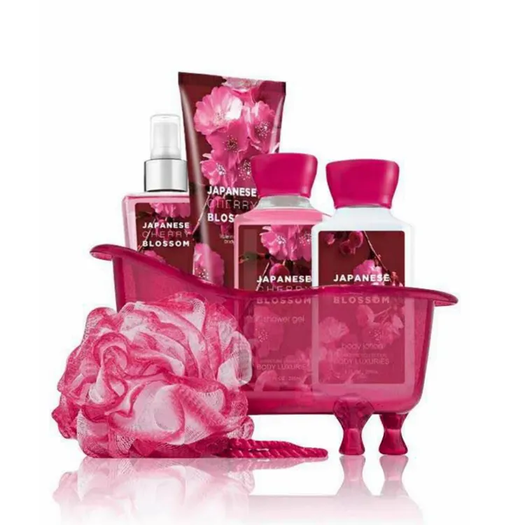 OEM/ODM flor de cerezo japonés perfume spa baño set de regalo con baño