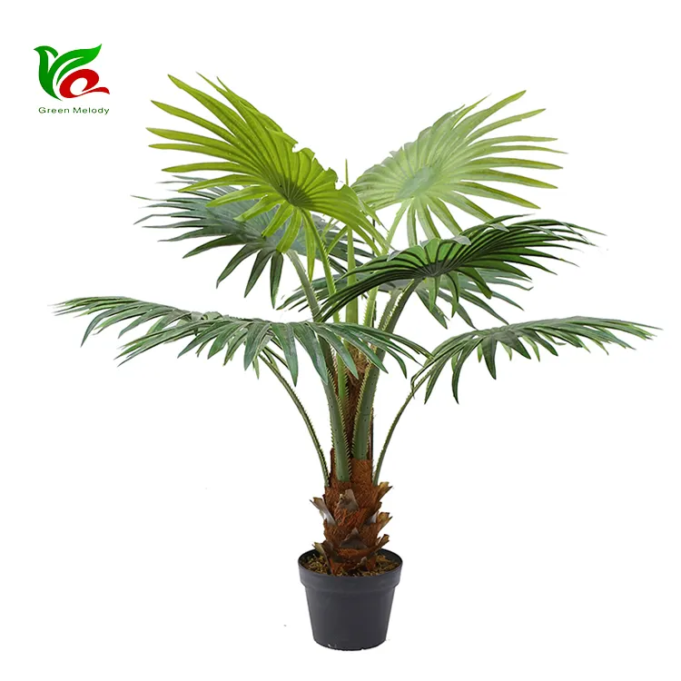 Feito na china plantas artificiais canadá decorativas, árvores artificiais rei coco palmeira