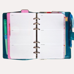 定制 A5 <span class=keywords><strong>PU</strong></span> 皮革组织者规划师个人尺寸 Filofax 吸墨机预算书与袖珍页笔芯