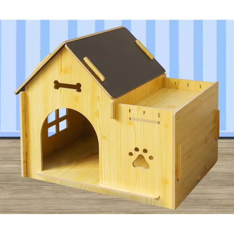 पर्यावरण के अनुकूल पोर्टेबल लकड़ी के पालतू बिल्ली कुत्ता घर आउटडोर घर के अंदर उपयोग के लिए