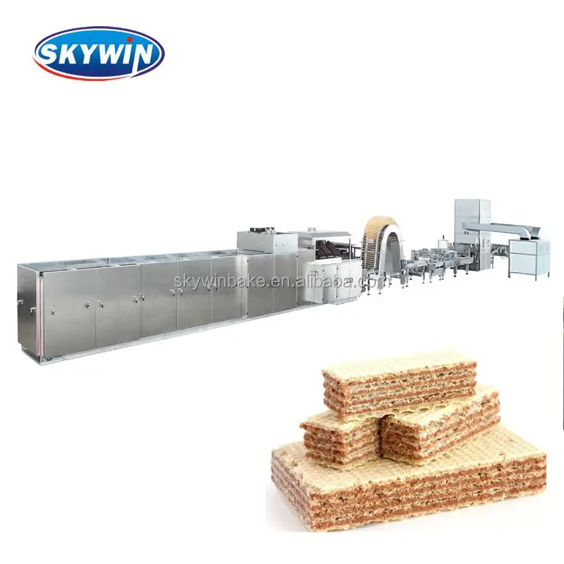 Skywin sıcak satış çikolata bisküvi üretim hattı gofret Bar/ Waffle yapma makinesi