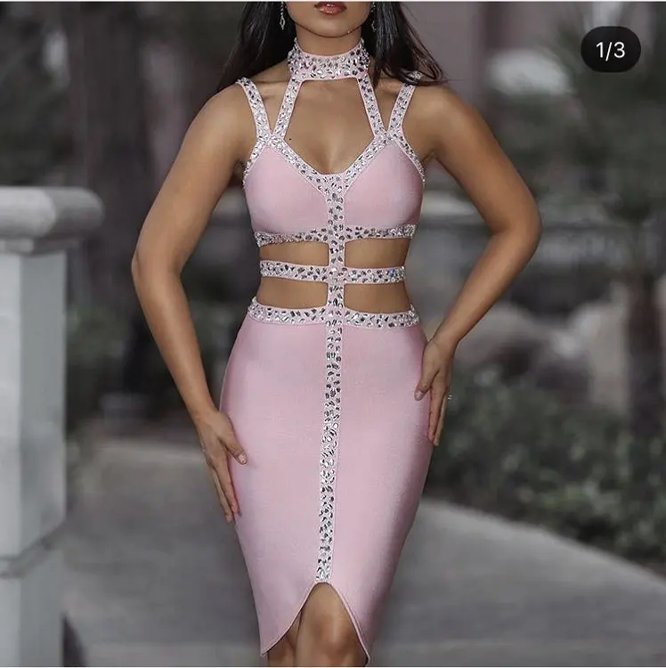 Vestido de noite fino com diamante, tira rosa glamórfica, imperdível