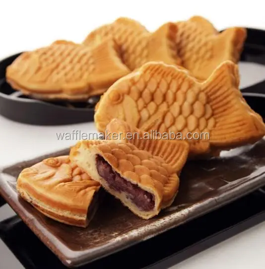 Nuevas máquinas taiyaki Wagashi de forma de pescado taiyaki Wagashi de cono de waffle máquina para la venta