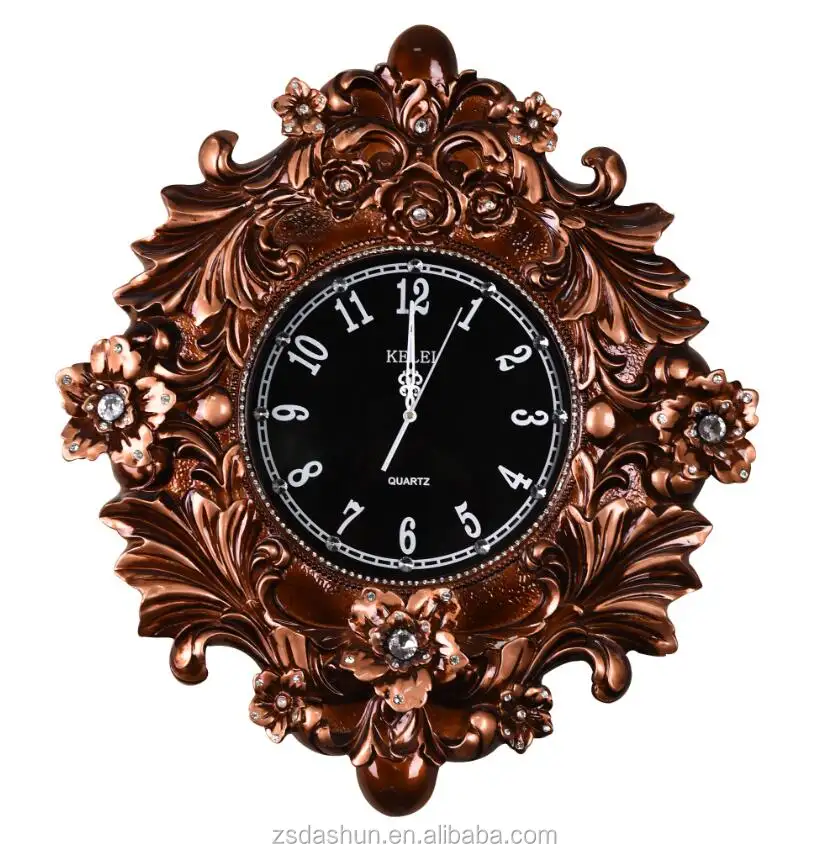 Horloge azan antique en résine d'argent, style vintage pour mur