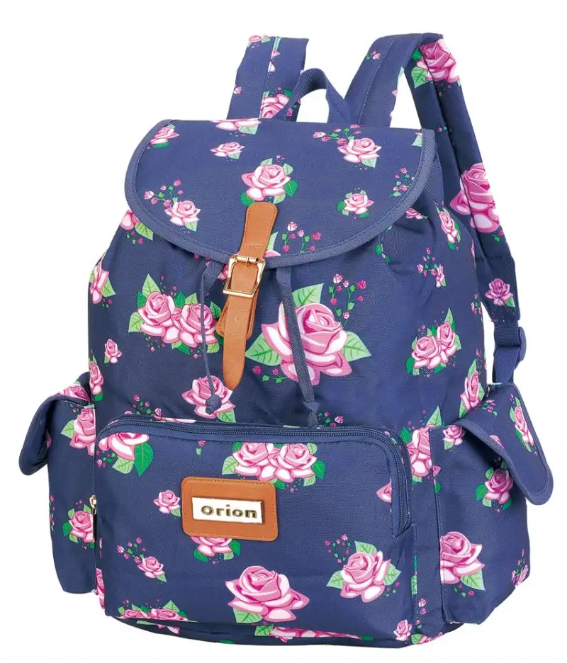 حقيبة ظهر للفتيات على الموضة بنمط شائع حقيبة ظهر للفتيات حقيبة زهور من الفاوانيا الوردية لطلاب المدارس