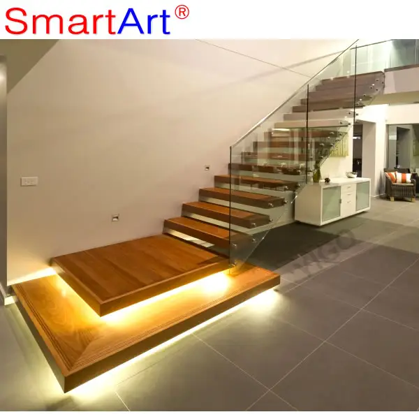 Smartart 2022 Moderne en acier faisceau verre escalier en bois