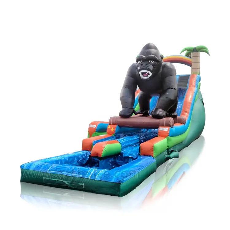 Comercial gorila inflable con tobogán de Palma árbol inflable tobogán de agua