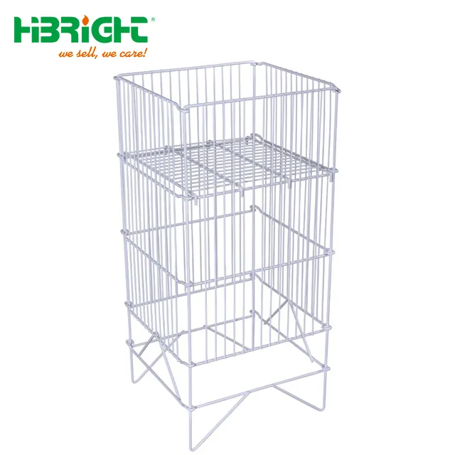 Boîte de rangement de bacs en métal, cage de rangement, conteneur à mailles démontables