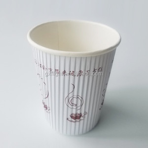 ふた付きエアライン8オンスリップルウォールペーパーコーヒーカップ