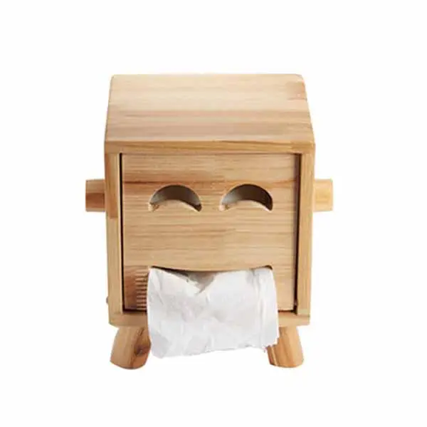 Lächeln gesicht holz tissue box fall für bad wohnzimmer