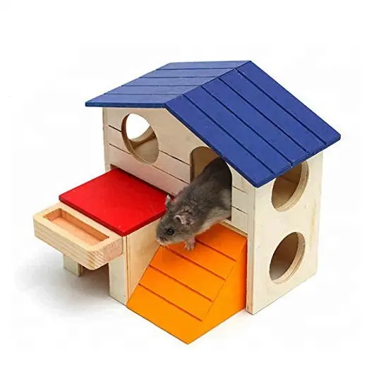 Hamster d'hiver en bois à deux couches, maison pour animaux domestiques, Durable, inodore, Non toxique, résistante