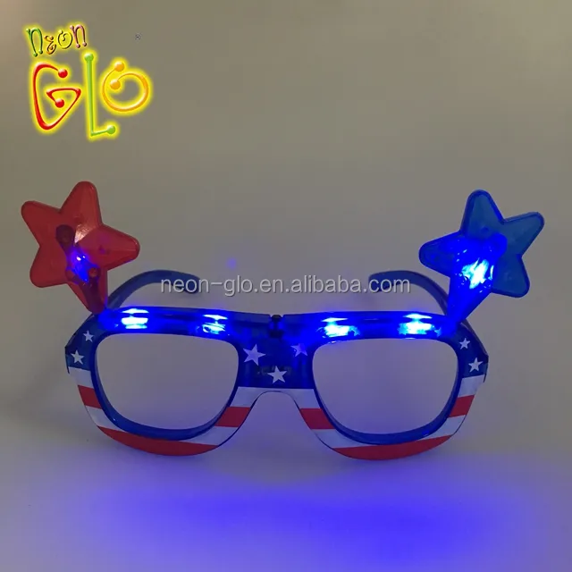 Kacamata Plastik Berkedip Pesta Malam Kacamata Bintang LED untuk Tanggal 4 Juli
