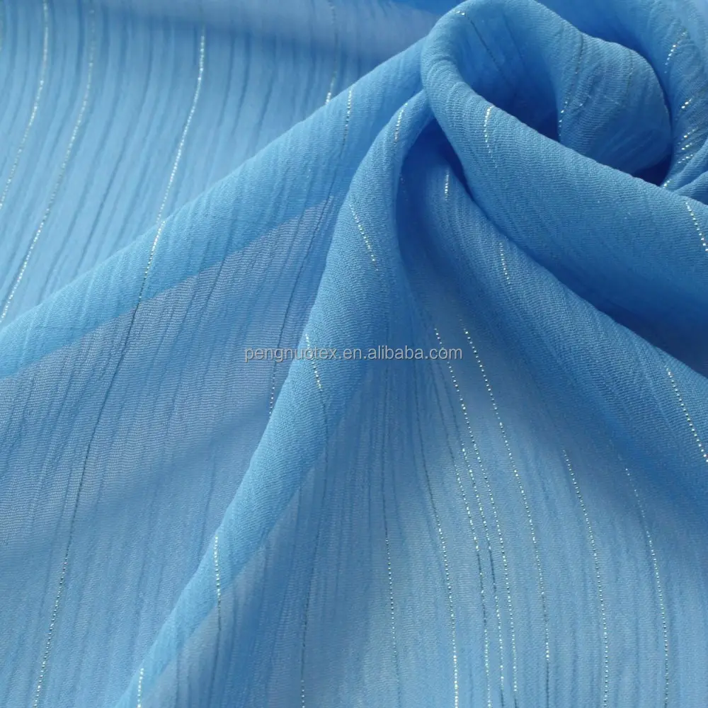 silver fiber fabric silver thread pure chiffon fabric for girl dress