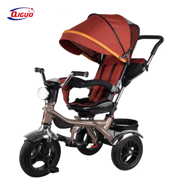 2021 Luxury Children Metal Frame Tricycle with Sunshade and Pushbar/3 Wheels Tricycle for Kids Children