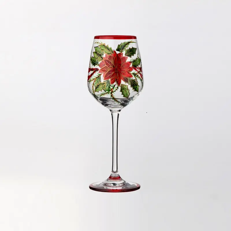 रेमंड हाथ चित्रित थोक क्रिसमस रेड वाइन ग्लास