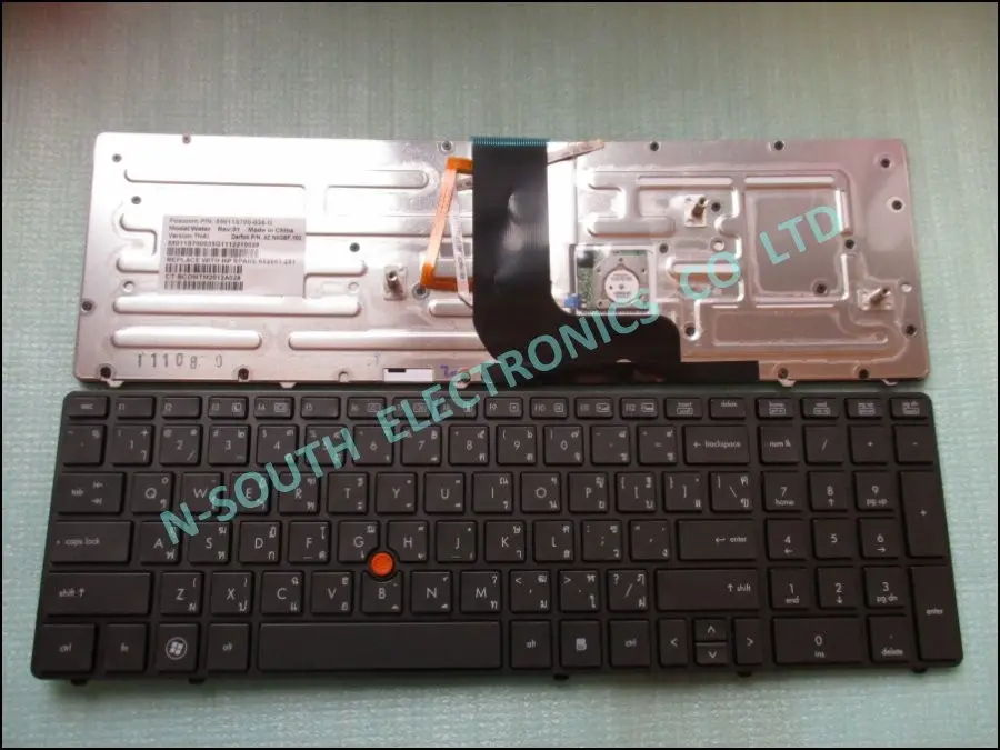 Asli baru laptop keyboard untuk hp elitebook 8560 w 8570 w backlit thai 652683-281 Hitam