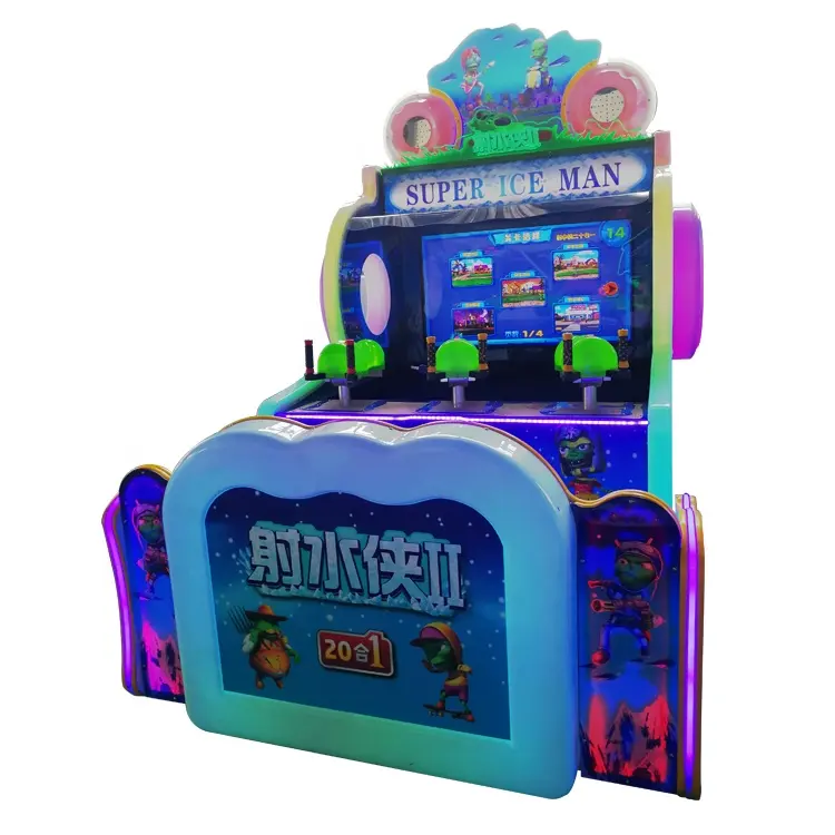 Máquina de juego Arcade para 3 personas, máquina de juegos para Arcade con monedas, superhielo, hombre, plantas, VS Zombies