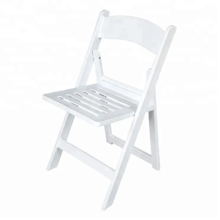 Sedia pieghevole in resina bianca di alta qualità con sedile a doghe