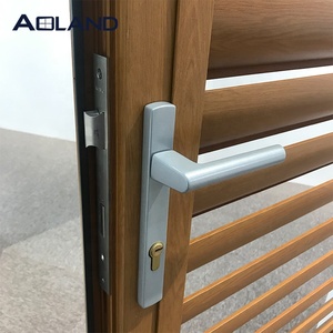 Aluminium <strong>Wooden</strong> Grain Powder Coat <strong>Louvre</strong> French Doors Design Single Door - Product Image 5