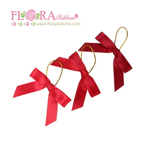 Lazo de cinta de satén preatado de gran cantidad personalizado FLORA con banda elástica para botella de vino - Product Image 2
