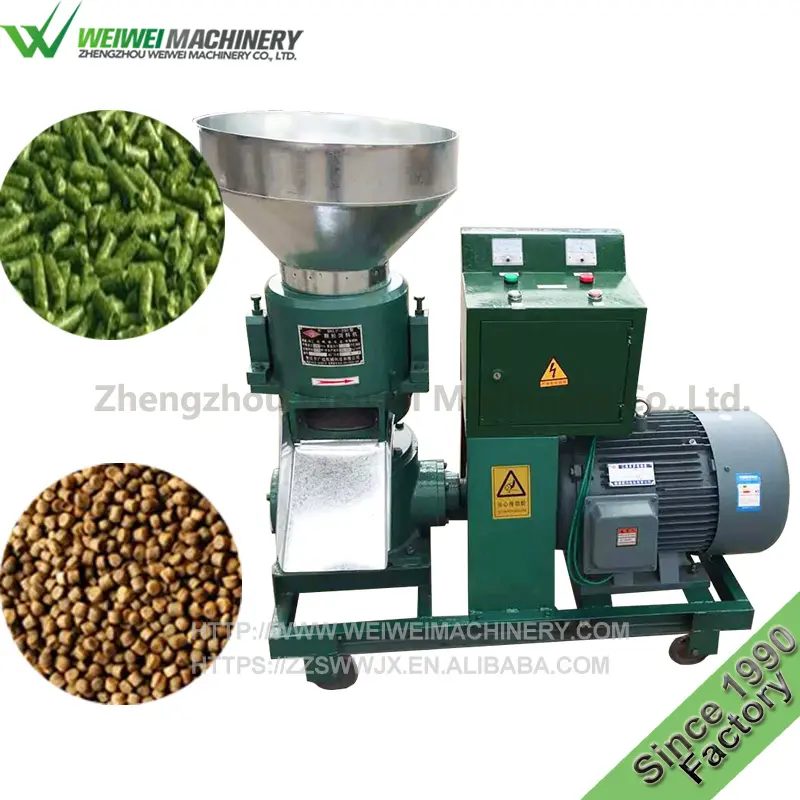 Capacity 150-300kg/h flat die 7.5-11kw cattle poultry alfalfa feed pellet manufacturing making mill machine equipment