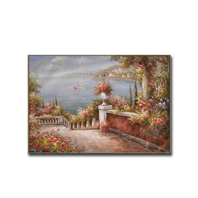 Palette Knife Wall Art On Canvas ben dipinto mediterraneo Seascape Italian Coast Art Landscape dipinti ad olio