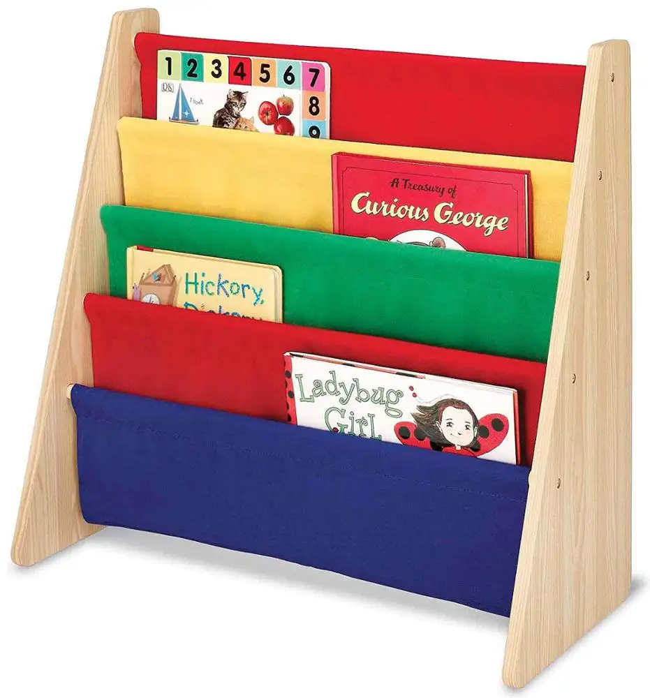 Estantería de madera para niños, estantería de almacenamiento de libros, estantería de dormitorio ordenada