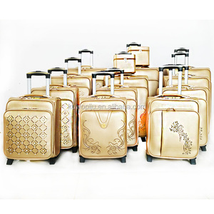 金色车轮拉杆箱行李箱 valise 6 件 pu 皮革手推车箱 - Product Image 5