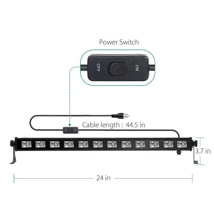 40W LED UV bar Longitud de onda 405nm efecto UV real 12*3W Led UV luz negra