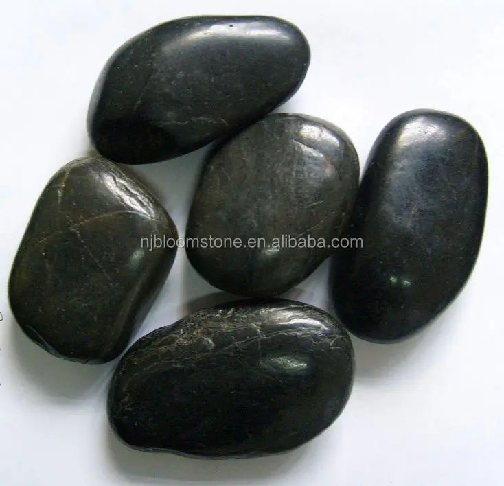 Factory Supply garden decoration polished black river pebble stone