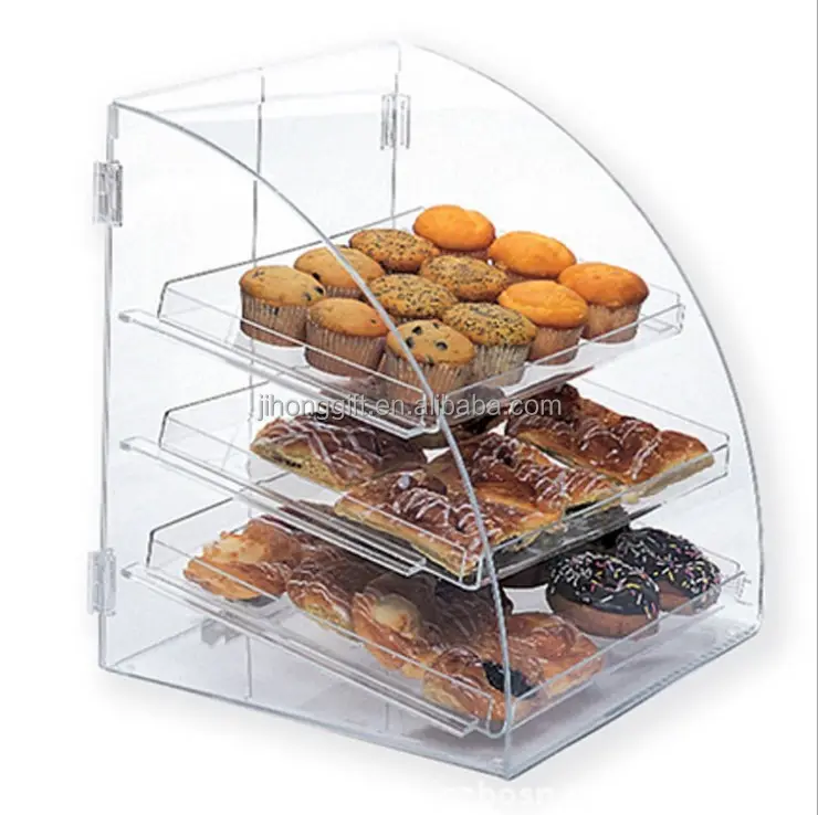 Offre Spéciale 3 niveaux briquet de gâteau de mariage acrylique clair couverture, acrylique présentoir à pain