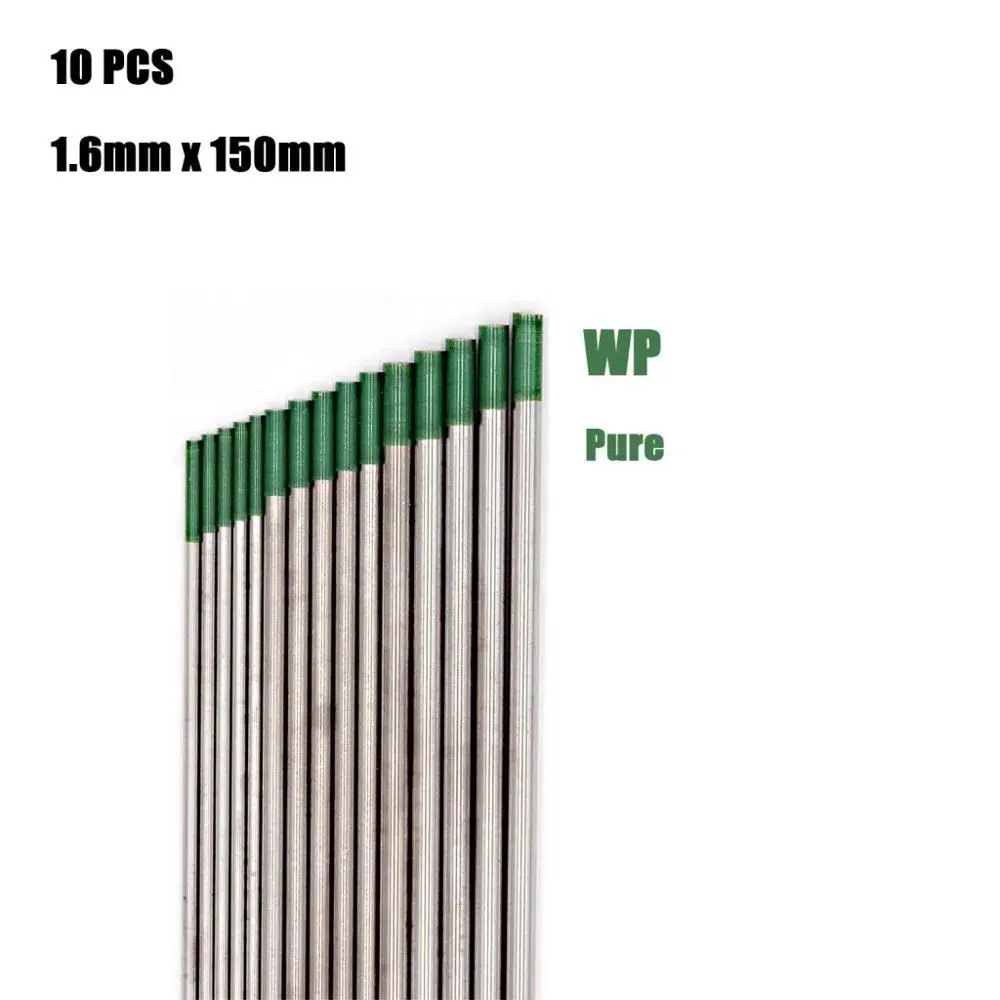 Varilla de soldadura verde pura, 1,0mm, 1,6mm, 2,0mm, 2,4mm, 3,2mm, 4,0mm, electrodos de tungsteno WP TIG, 10 Uds.