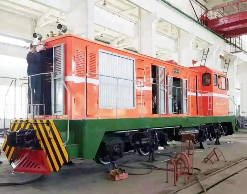 Elektrische Diesel lokomotive für Stahls chiene mit breiter Spurweite