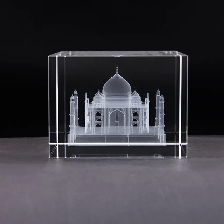 Yeni ünlü landmark binası Hindistan Taj Mahal modeli 3D lazer kristal el sanatları özel süsler turistik hediyelik