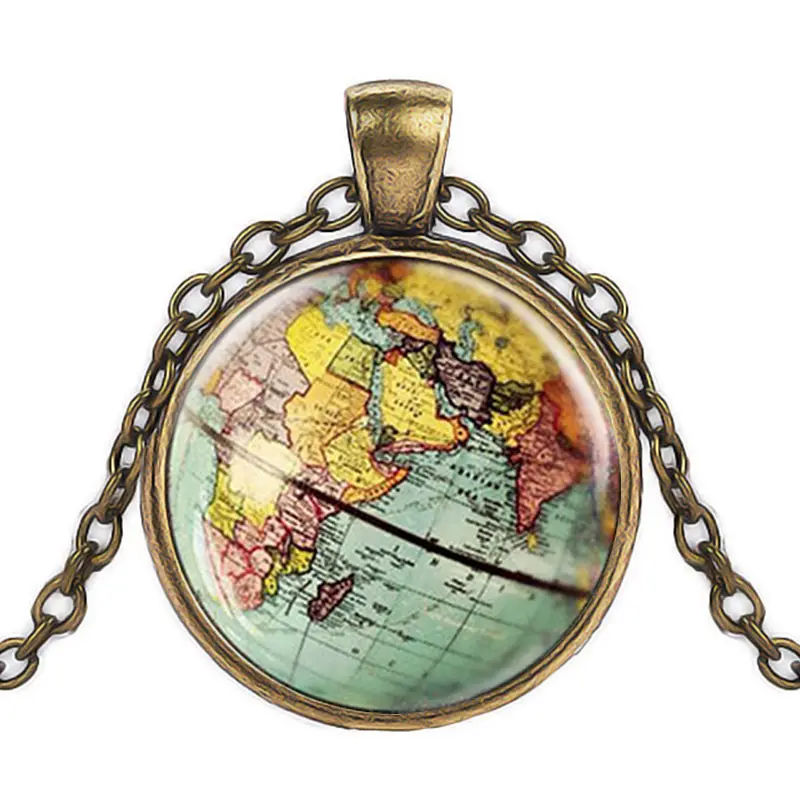 Nouvelle arrivée BRICOLAGE globe dôme collier terre monde carte pendentif collier