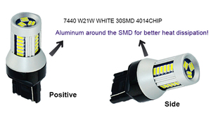 จัดส่งฟรีพลังงานสูงลูเมน T20 W21W 7440 12โวลต์24โวลต์4014smd นำแสงในรถเบรกหลอดไฟสีแดง - Product Image 6
