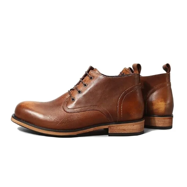 Chaussures d'hiver en cuir véritable pour homme, bottes courtes arrivant à la cheville, en style Cowboy, de haute qualité, mode