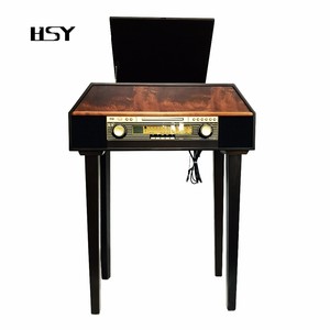Katı ahşap vintage kayıt oyuncu stereo hoparlörler ile gramofon lP kayıt dikey retro <span class=keywords><strong>USB</strong></span> turntable & ayakta bacaklar