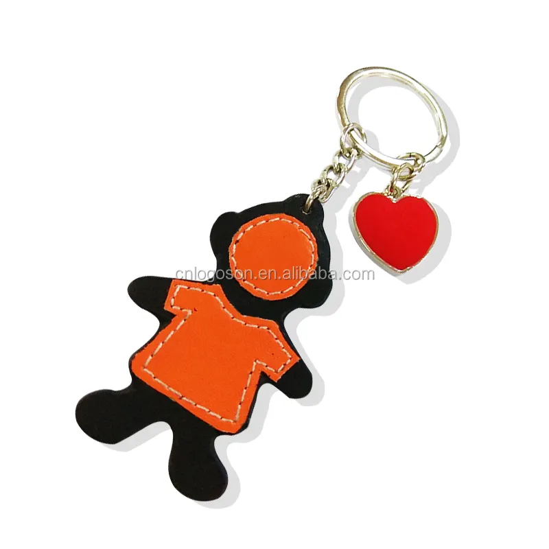 עור keychain בעלי החיים חמוד קוף עם לב keychain לוגו מותאם אישית עור