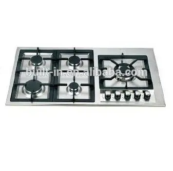 90cm 5 burners cooker gas hob with stainless steel panel
