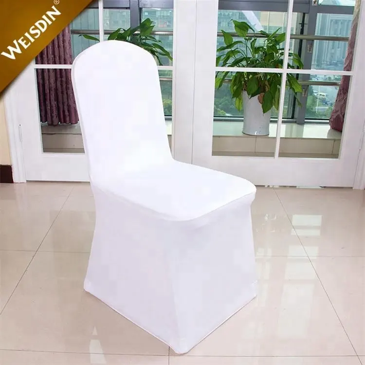 Fundas elásticas de LICRA para asiento de comedor, decoración de boda, eventos, sillas de plástico, color blanco, venta al por mayor