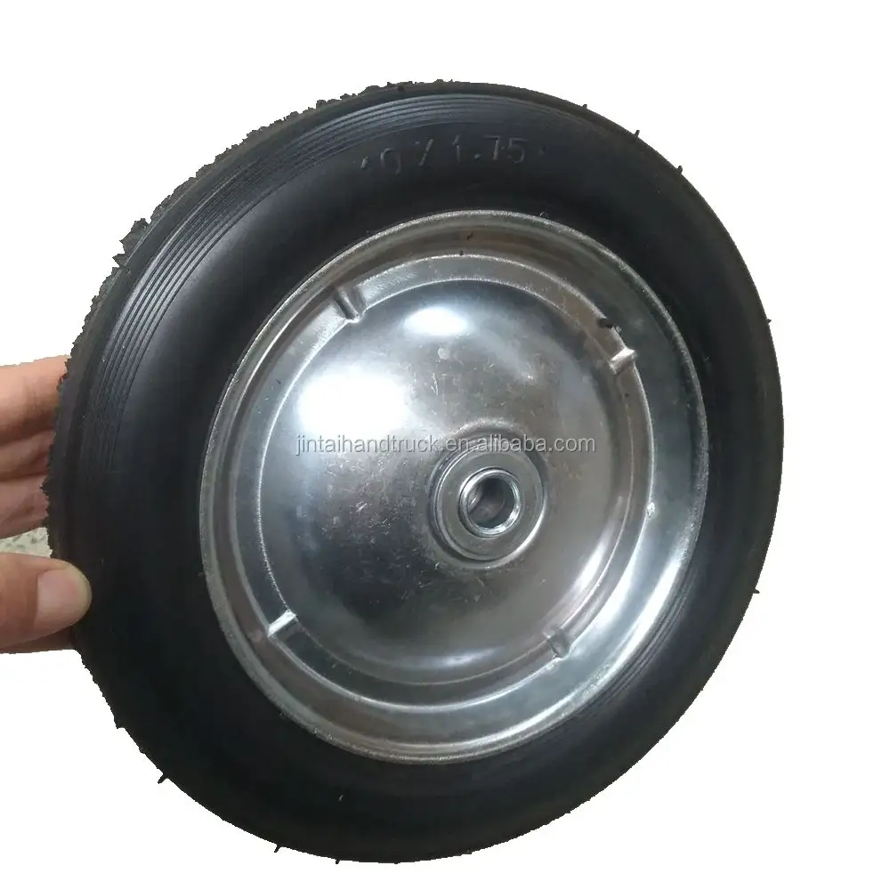 Шины для газонокосилки, полутвердое резиновое колесо 10 дюймов x 1,75 дюйма, стальной обод с ребристым рисунком