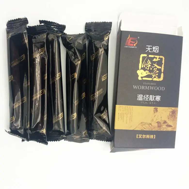 Huasun truyền thống moxibustion trị liệu không khói moxa CuộN thương hiệu Trung Quốc CE đen các loại thảo mộc Kích thước thay thế vá điện moxa 3 năm
