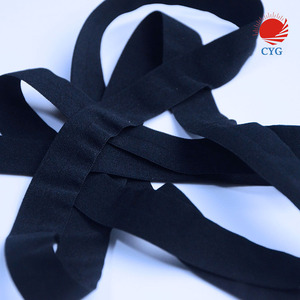 CYG-Preto 12mm Shinny FOE Dobre Elástico para Vestir Costura