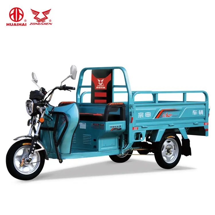 Triciclo de camión eléctrico con faro LED, caja de carga de 150mm, con 4 baterías, filips