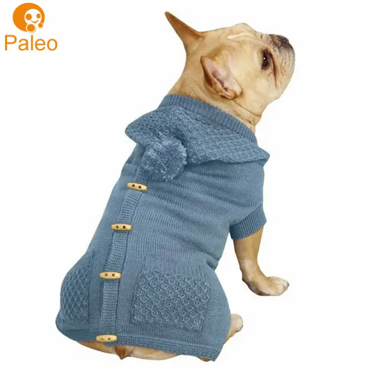 Paleo Haustier Hund Hoodies Kleidung Pom Pom Hund Welpenstricken Pullover Winterwärme Kleidung weiche Katzenkleidung Haustiere Hoodie-Mäntel